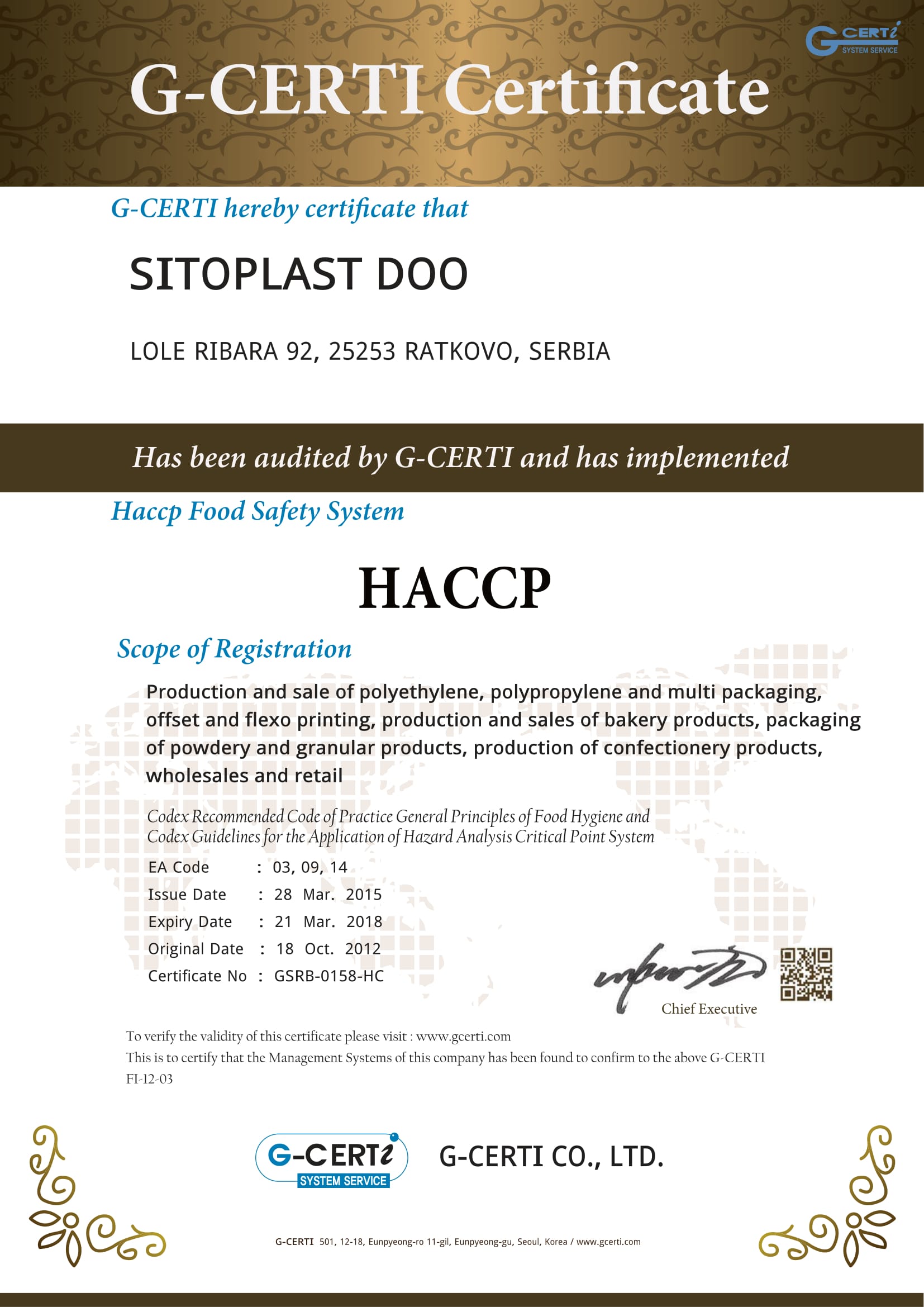 HACCP sertifikat