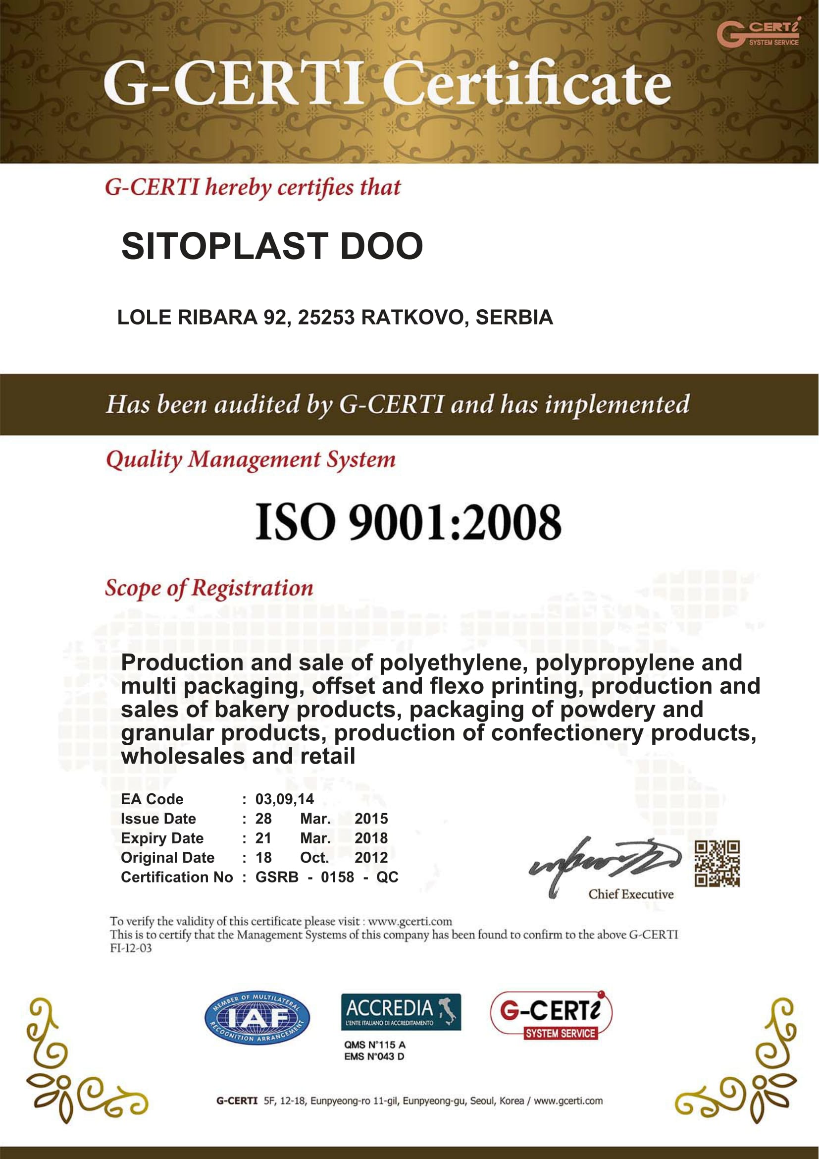ISO sertifikat